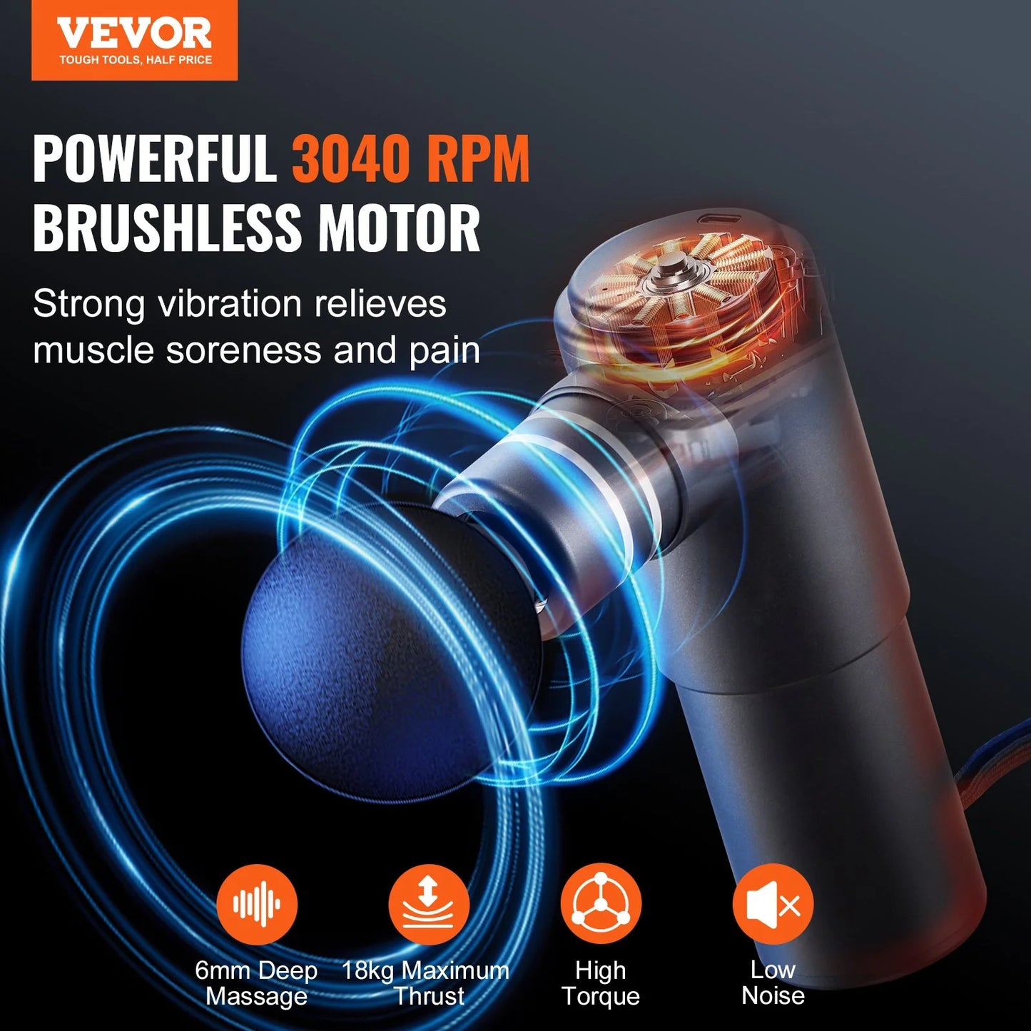 Deep Tissue Massage Gun With Attachments